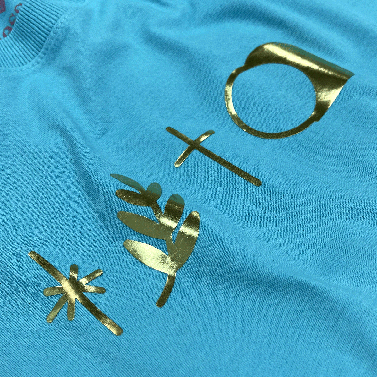 Camiseta Feminina Turquesa Raminho