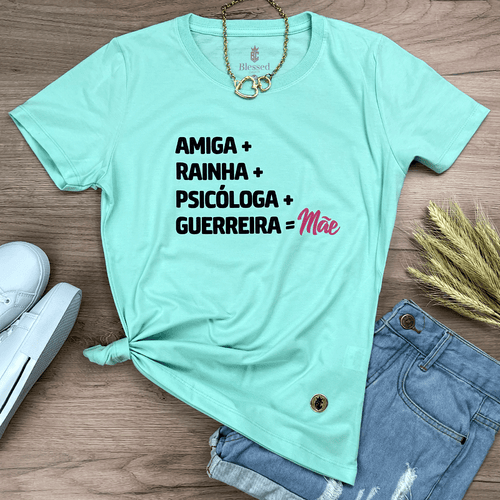 Camiseta Feminina Verde Menta Amiga Igual Mãe