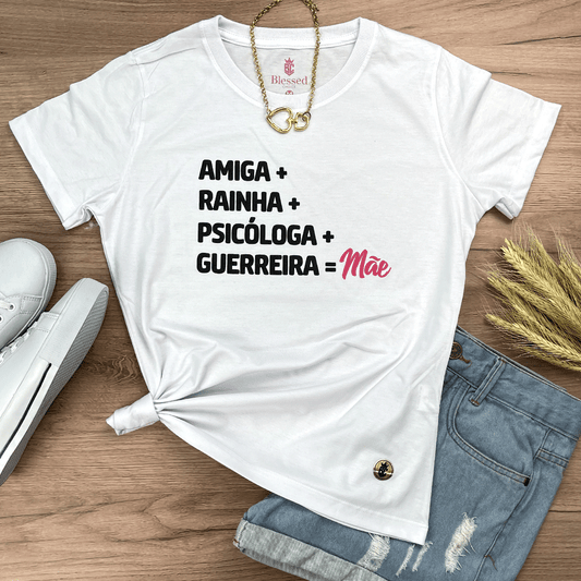 Camiseta Feminina Branca Amiga Igual Mãe