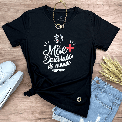 Camiseta Feminina Preta Mãe Mais Descolada do Mundo